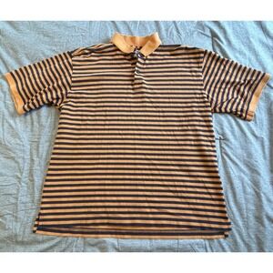Callaway Golf Polo‎ Short Sleeve Orange Black Striped Large Cotton